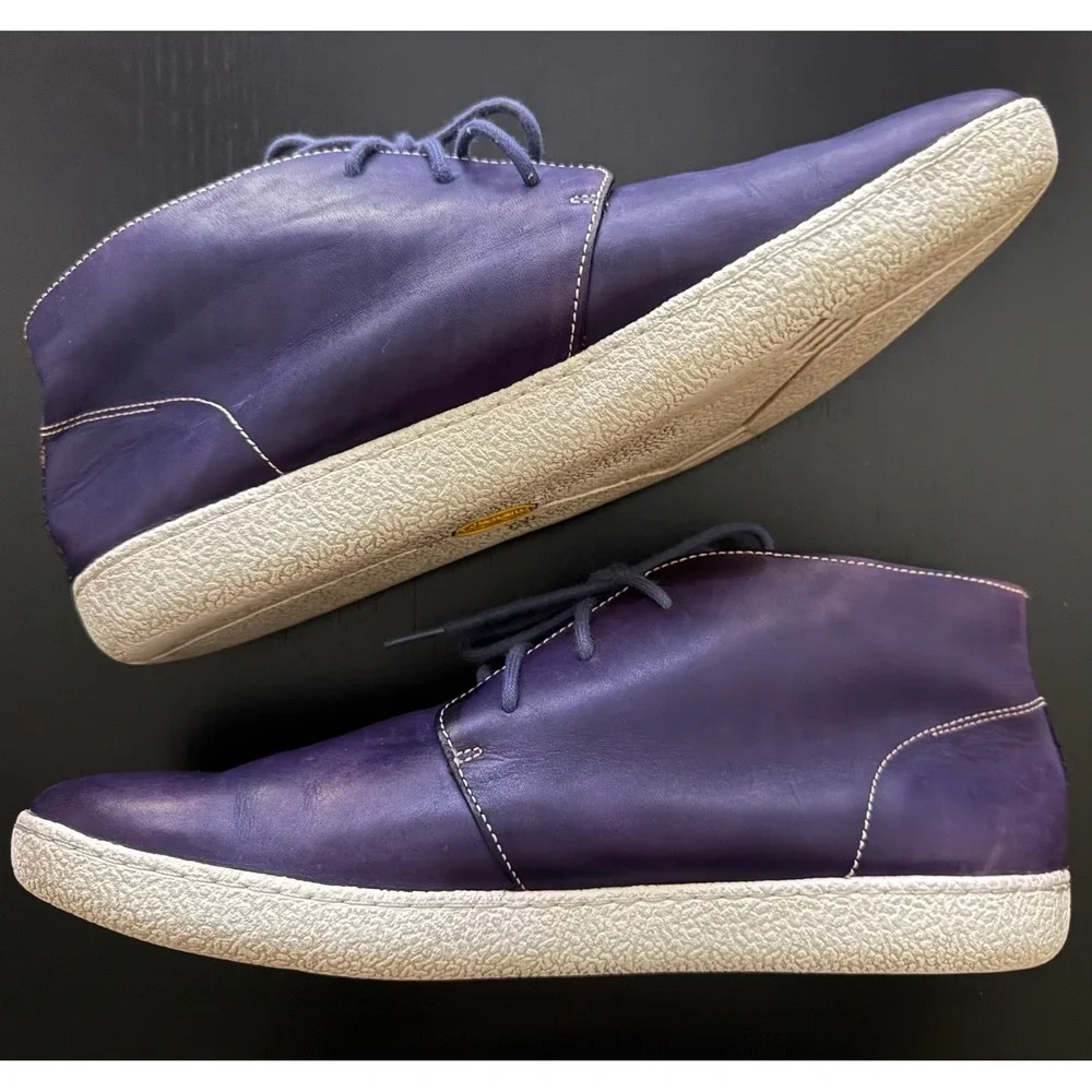 Cole Haan Men's Leather Chukka Boot Size 12M Purple Vibram Cupsole Lace-Up